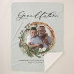 Grandfather modern chic elegant leafy wreath photo sherpa blanket<br><div class="desc">Let that special person know they're the Worlds greatest grandfather with this modern minimal watercolor eucalyptus foliage and typography design,  add your own multi photo. Beautiful thoughtful gift.</div>