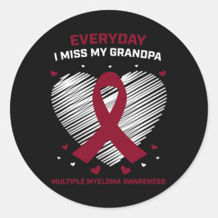 Grandfather Multiple Myeloma Grandpa Blood Cancer  Classic Round Sticker