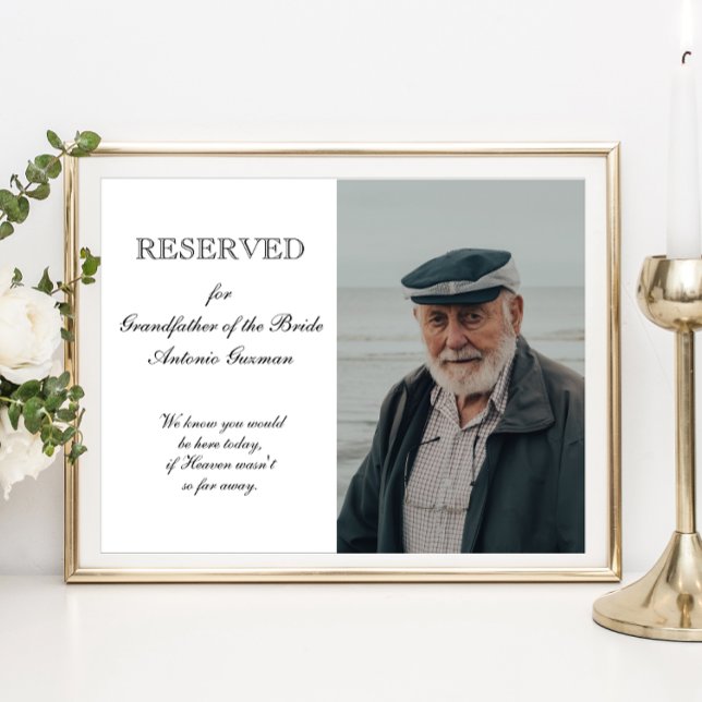 Grandfather of Bride Photo Memorial Seat Wedding Poster (Creator Uploaded)