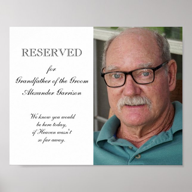 Grandfather of Groom Photo Memorial Seat Wedding Poster (Front)