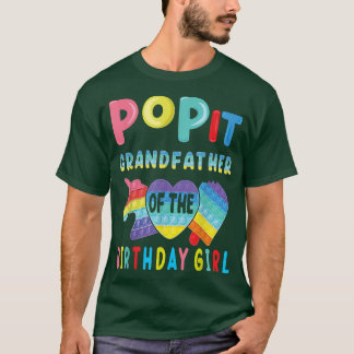 grandfather of the Birthday Girl Pop It Unicorn Bi T-Shirt