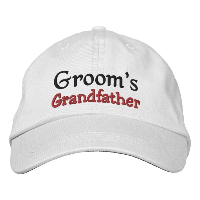 GRANDFATHER of the GROOM Custom Name WHITE A07C7E Embroidered Hat (Front)