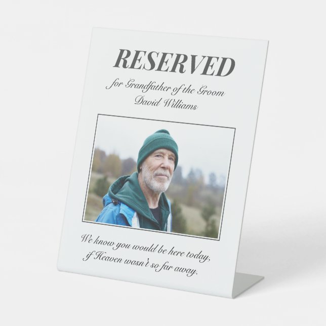 Grandfather of the Groom Memorial Photo Wedding Pedestal Sign (Front)