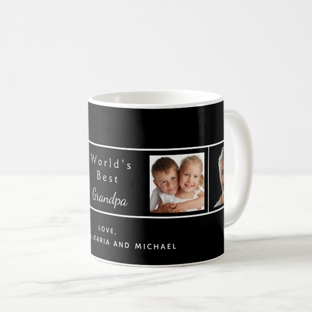 Grandfather photo collage black coffee mug (Front Right)