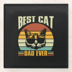 Grandfather Quotes Best Cat Dad Ever Glass Coaster