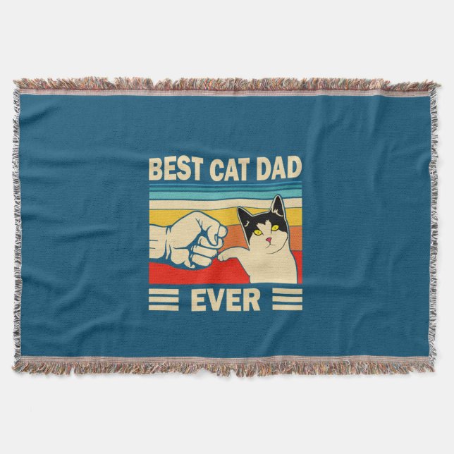 Grandfather Quotes | Best Cat Dad Ever Throw Blanket (Front)