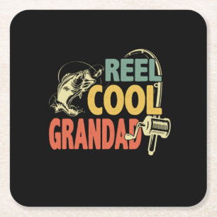 Grandfather Quotes Fishing Cool Grandad Square Paper Coaster