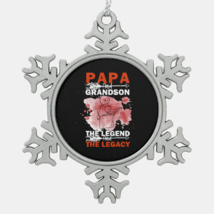 Grandfather Quotes   Papa And Grandson Snowflake Pewter Christmas Ornament