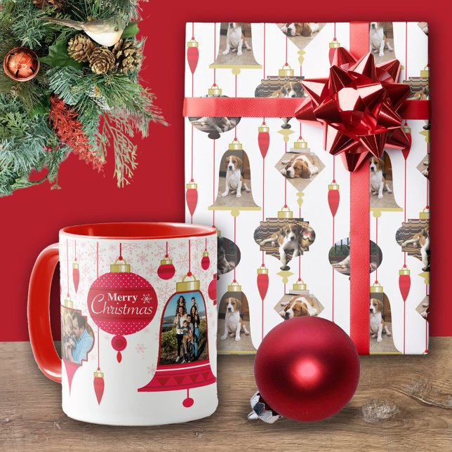 Grandfather Red Retro Ornaments Pink Snowflakes Mug (Creator Uploaded)