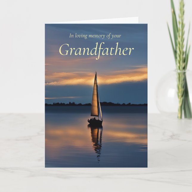 Grandfather Sympathy with Sailboat in Sunset  Card (Front)