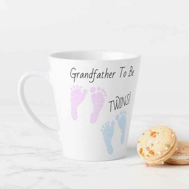 Grandfather To Be Twins Custom Announcement Latte Mug (In Situ)