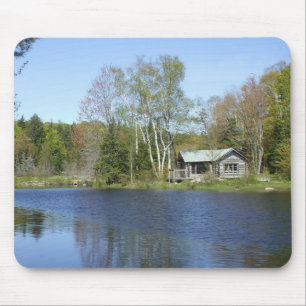 Grandfather's Rustic Cabin Water Scene Mouse Pad