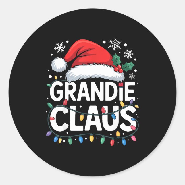 Grandie Claus Matching Family Christmas Holiday Pa Classic Round Sticker (Front)
