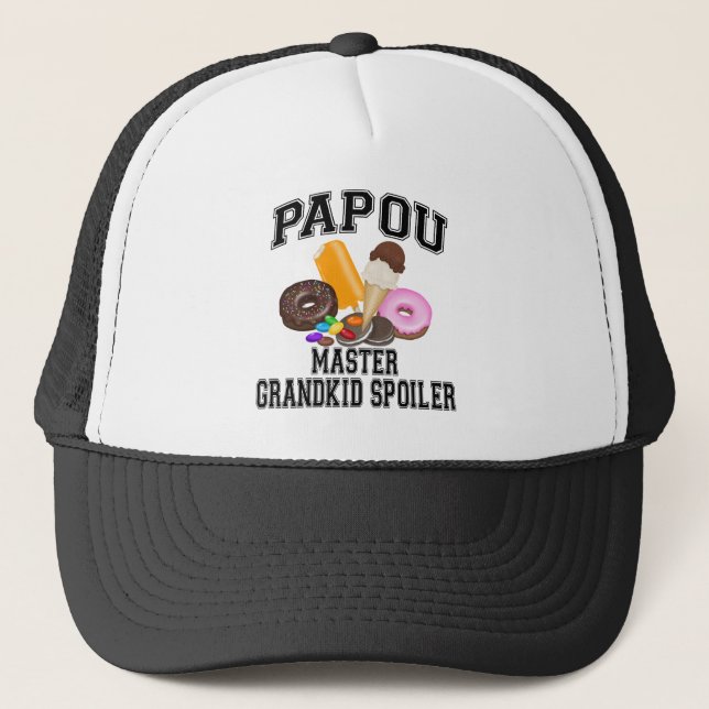 Grandkid Spoiler Papou Trucker Hat (Front)