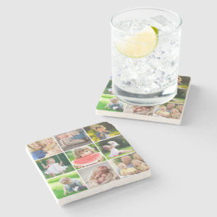 Grandkids 9 Square Photo Collage Stone Coaster