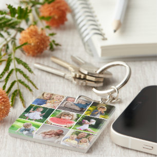 Grandkids 9 Square Photo Instagram Collage Key Ring