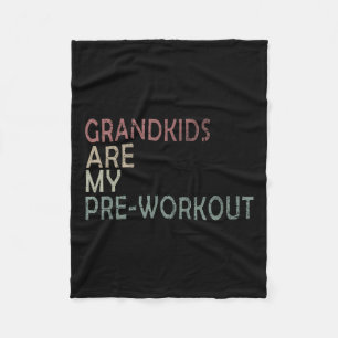 Grandkids Are My Pre-workout Fitness Nana Vintage  Fleece Blanket