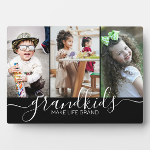 Grandkids Make Life Grand   3 Photo Collage Plaque