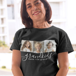 Grandkids Make Life Grand 3 Photo Collage Tri-Blend Shirt