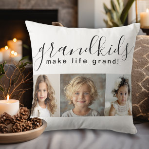Grandkids Make Life Grand 3 Photos Cushion