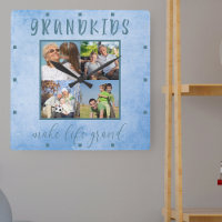 Grandkids make life Grand 4 Photo Blue Watercolor