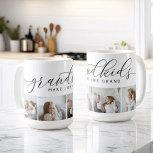 Grandkids Make Life Grand 4 Photo Collage Coffee Mug
