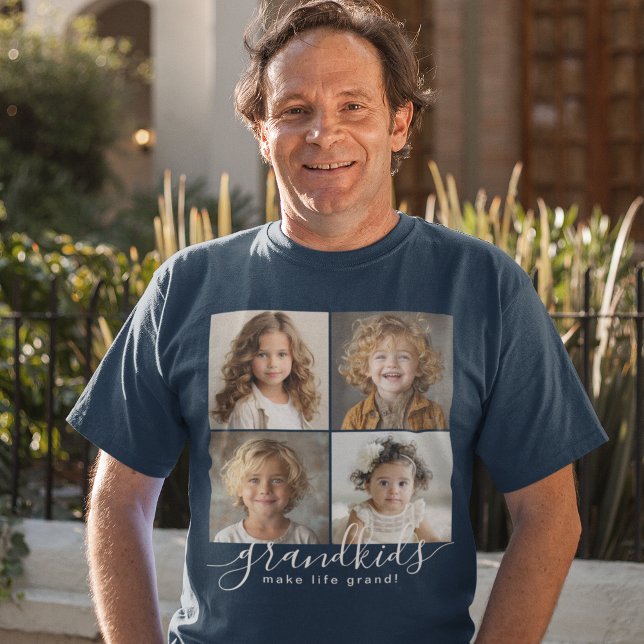 Grandkids Make Life Grand 4 Photo Collage T-Shirt (Creator Uploaded)