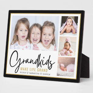 Grandkids Make Life Grand 4 Photo Personalised  Plaque