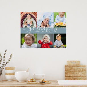Grandkids Make Life Grand 6 Photo Collage Poster