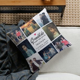 Grandkids Make Life Grand 8 Custom Photo Collage Cushion