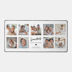 Grandkids Make Life Grand 9 Photo Collage Grid Desk Mat