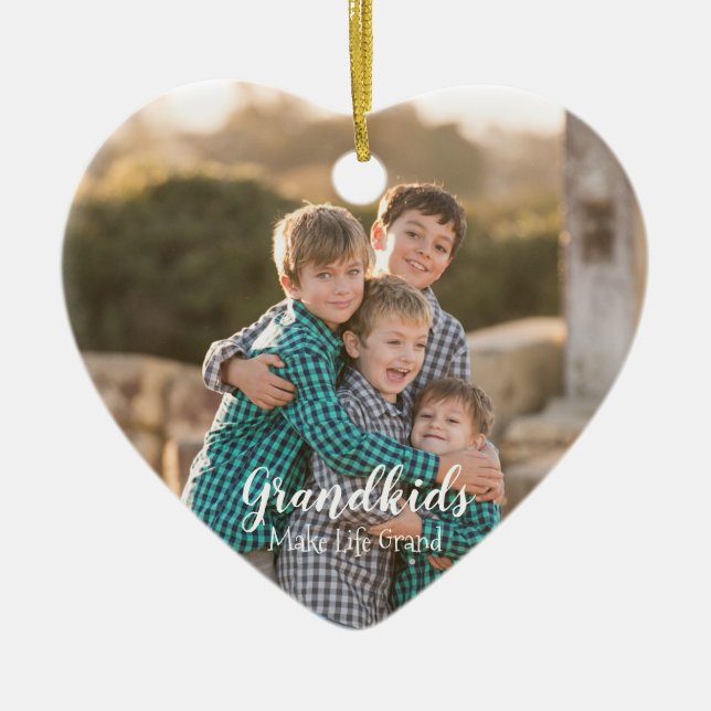 Grandkids Make Life Grand Ceramic Tree Decoration (Front)