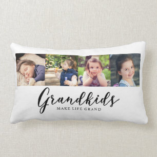 Grandkids Make Life Grand Cute Photo Collage Lumbar Cushion