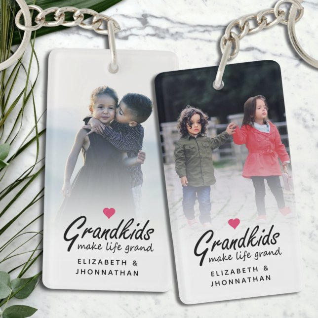 Grandkids Make Life Grand Elegant Photo Grandma Key Ring (Creator Uploaded)