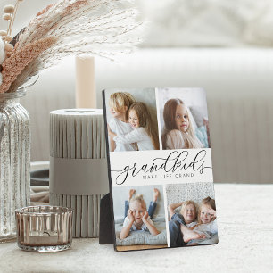 Grandkids Make Life Grand   Four Photo Collage Plaque
