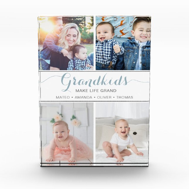 Grandkids Make Life Grand Gift Collage Photo Block (Front)