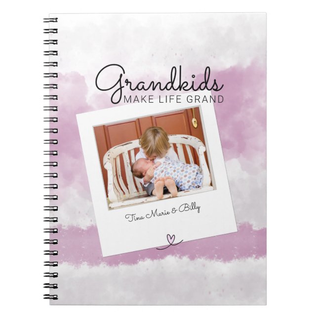 Grandkids Make Life Grand Grandchildren Photo Notebook (Front)