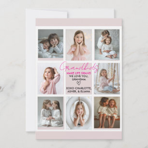 Grandkids Make Life Grand Grandma 8-Photo Custom Invitation