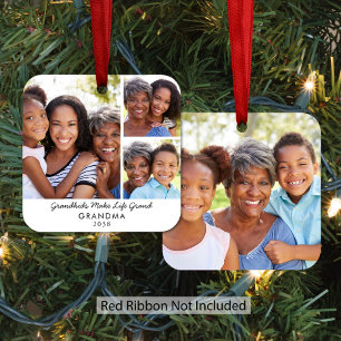 Grandkids Make Life Grand Grandma Christmas Photo Metal Tree Decoration