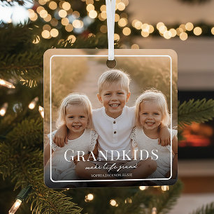 Grandkids Make Life Grand Grandparent 2 Photo  Metal Tree Decoration