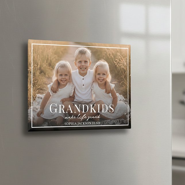 Grandkids Make Life Grand Grandparent Gift Photo Magnet (Creator Uploaded)