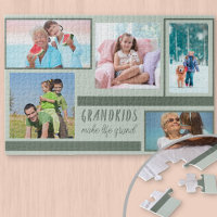 Grandkids Make Life Grand Green 5 Photo Collage
