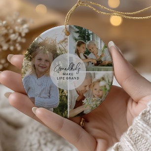 Grandkids Make Life Grand Nanny 3 Photo Ceramic Tree Decoration