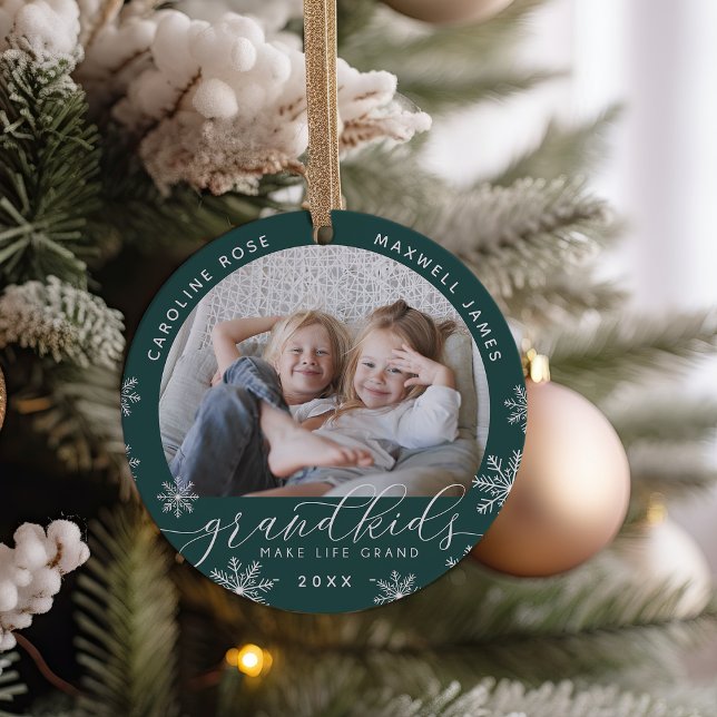 Grandkids Make Life Grand Photo Ceramic Tree Decoration (Creator Uploaded)
