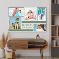 Grandkids Make Life Grand Photo Collage Grey Green