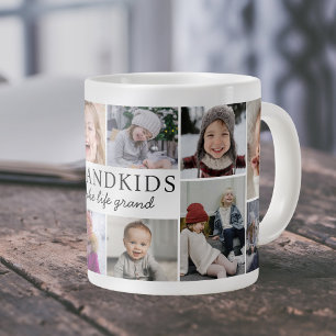Grandkids Make Life Grand Photo Collage Keepsake Large Coffee Mug