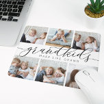 Grandkids Make Life Grand | Photo Collage Mouse Pad<br><div class="desc">Create a sweet gift for a beloved grandma or grandpa with this cool photo collage mousepad. "Grandkids make life grand" appears in the centre in black and grey calligraphy script lettering on a white background. Customise with six photos of their grandchildren for a unique Grandparents Day gift.</div>