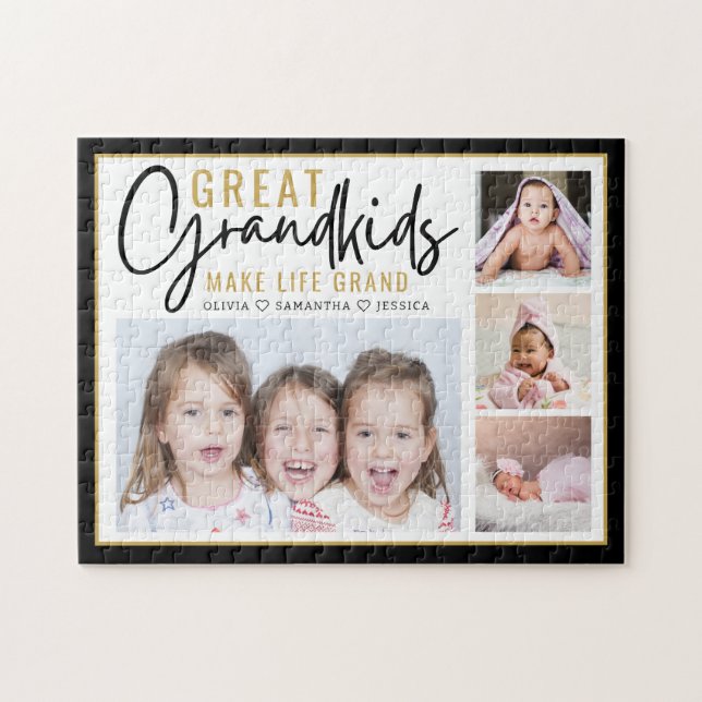 Grandkids Make Life Great Grandparents 4 Photo    Jigsaw Puzzle (Horizontal)