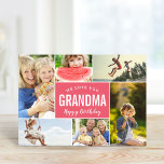 Grandkids Photo Collage Birthday Card<br><div class="desc">Affordable custom printed birthday card personalized with your photos and text. This cute and simple design features a photo collage layout for 6 photos. Text reads "We Love You Grandma - Happy Birthday" or you can customize it with your own special message. Add your personalized greeting on the inside. Use...</div>