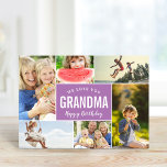 Grandkids Photo Collage Birthday Card<br><div class="desc">Affordable custom printed birthday card personalised with your photos and text. This cute and simple design features a photo collage layout for 6 photos. Text reads "We Love You Grandma - Happy Birthday" or you can customise it with your own special message. Add your personalised greeting on the inside. Use...</div>